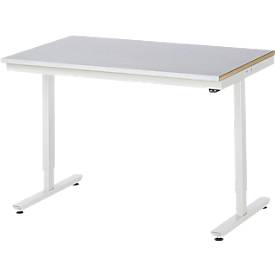 Rau Arbeitstisch Adlatus, elektrisch höhenverstellbar, 25 mm MDF-Platte, Stahlblechbelag, 150 kg, B 1250 x T 800 x H 720-1120 mm, silber/lichtgrau