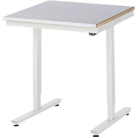 Rau Arbeitstisch Adlatus, elektrisch höhenverstellbar, 25 mm MDF-Platte, Stahlblechbelag, 150 kg, B 750 x T 800 x H 720-1120 mm, silber/lichtgrau
