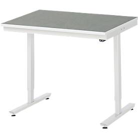 Rau Arbeitstisch Adlatus, elektrisch höhenverstellbar, 25 mm Spanplatte, Linoleumbelag, 150 kg, B 1000 x T 800 x H 720-1120 mm, hellgrau/lichtgrau