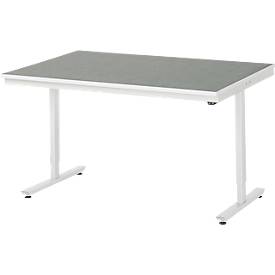 Rau Arbeitstisch Adlatus, elektrisch höhenverstellbar, 25 mm Spanplatte, Linoleumbelag, 150 kg, B 1500 x T 1000 x H 720-1120 mm, hellgrau/lichtgrau
