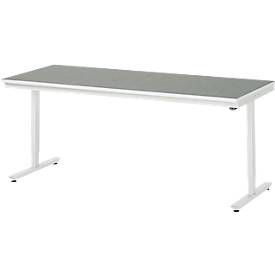 Rau Arbeitstisch Adlatus, elektrisch höhenverstellbar, 25 mm Spanplatte, Linoleumbelag, 150 kg, B 2000 x T 800 x H 720-1120 mm, hellgrau/lichtgrau