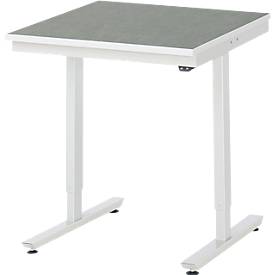 Rau Arbeitstisch Adlatus, elektrisch höhenverstellbar, 25 mm Spanplatte, Linoleumbelag, 150 kg, B 750 x T 800 x H 720-1120 mm, hellgrau/lichtgrau