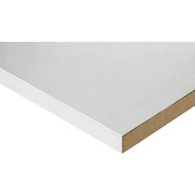 Rau Arbeitstisch Jerry, manuell höhenverstellbar, 25 mm MDF-Platte mit Stahlblechbelag, bis 300 kg, B 1000 x T 1000 x H 800-850 mm, silber/lichtgrau