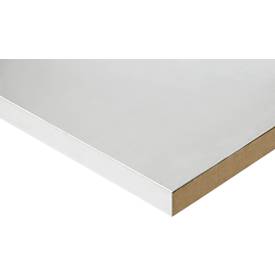 Rau Arbeitstisch Jerry, manuell höhenverstellbar, 25 mm MDF-Platte mit Stahlblechbelag, bis 300 kg, B 2000 x T 1000 x H 800-850 mm, silber/lichtgrau