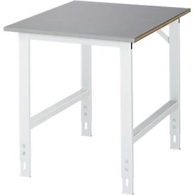 Rau Arbeitstisch Tom, manuell höhenverstellbar, 25 mm MDF-Platte mit Edelstahlbelag, bis 500 kg, B 750 x T 1000 x H 760-1080 mm, silber/lichtgrau