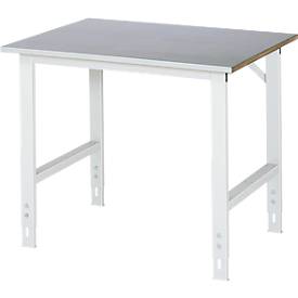 Rau Arbeitstisch Tom, manuell höhenverstellbar, 25 mm MDF-Platte mit Stahlblechbelag, bis 500 kg, B 1000 x T 800 x H 760-1080 mm, silber/lichtgrau