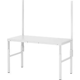 Rau Aufbausatz mit 2 System-Stützen für höhenverstellbare Arbeitsplatzsysteme Serie E, Aluminiumprofil, H 1400 mm, Nutzhöhe variabel