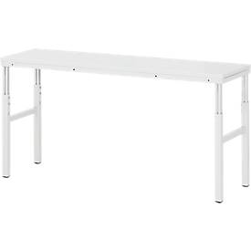 Rau Basistisch Serie E, manuell höhenverstellbar, 22 mm Spanplatte mit Melaminbelag, bis 450 kg, B 1500 x T 900 x H 650-1000 mm, lichtgrau