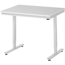 Rau ESD-Arbeitstisch Adlatus, elektrisch höhenverstellbar, 28 mm Spanplatte mit Melaminbelag, bis 150 kg, B 1000 x T 800 x H 720-1120 mm, lichtgrau