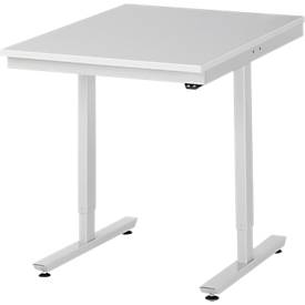 Rau ESD-Arbeitstisch Adlatus, elektrisch höhenverstellbar, 28 mm Spanplatte mit Melaminbelag, bis 150 kg, B 750 x T 1000 x H 720-1120 mm, lichtgrau