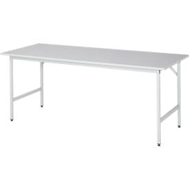 Rau ESD-Arbeitstisch Jerry, manuell höhenverstellbar, 28 mm Spanplatte mit Melaminbelag, bis 300 kg, B 1250 x T 800 x H 800-850 mm, lichtgrau