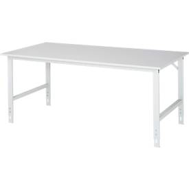 Rau ESD-Arbeitstisch Tom, manuell höhenverstellbar, 28 mm Spanplatte mit Melaminbelag, bis 500 kg, B 2000 x T 1000 x H 760-1080 mm, lichtgrau