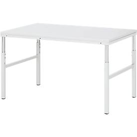Rau ESD-Basistisch Serie E, manuell höhenverstellbar, 28 mm Spanplatte mit Melaminbelag, bis 450 kg, B 1800 x T 700 x H 650-1000 mm, lichtgrau