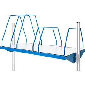 Rau Kartonagenmagazin für höhenverstellbare Arbeitsplatzsysteme Serie E, 4 Steckbügel, B 1200 x T 600 x H 600 mm, lichtgrau, bis 30 kg