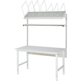 Rau Packtischsystem 01 Arbeitstisch-Serie Tom, B 1500 x T 800 x H 760-1080 mm, Melamin-Platte, bis 500 kg