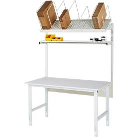 Rau Packtischsystem 01 Arbeitstisch-Serie Tom, B 1500 x T 800 x H 760-1080 mm, Melamin-Platte, bis 500 kg