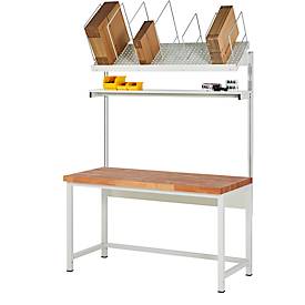 Rau Packtischsystem 01 Werkbank-Serie 8000, B 2000 x T 900 x H 840-1040 mm, Buche-Massivholzplatte, bis 1250 kg