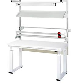 Rau Packtischsystem 02 Werbank-Serie adlatus 600, B 2000 x T 900 x H 740-1140 mm, HPL-Platte, bis 600 kg