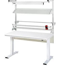 Rau Packtischsystem 02 Werktisch-Serie adlatus 300, B 1500 x T 800 x H 720-1120 mm, Melamin-Platte, bis 300 kg