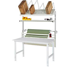 Rau Packtischsystem 03 Arbeitstisch-Serie Tom, B 1500 x T 1000 x H 760-1080 mm, Melamin-Platte, bis 500 kg