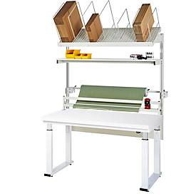 Rau Packtischsystem 03 Werbank-Serie adlatus 600, B 1500 x T 900 x H 740-1140 mm, HPL-Platte, bis 600 kg