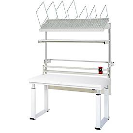 Rau Packtischsystem 03 Werbank-Serie adlatus 600, B 1500 x T 900 x H 740-1140 mm, HPL-Platte, bis 600 kg