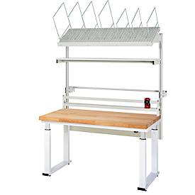Rau Packtischsystem 03 Werbank-Serie adlatus 600, B 2000 x T 700 x H 740-1140 mm, Buche-Massivholzplatte, bis 600 kg