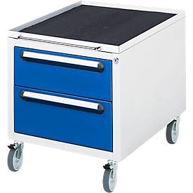 Rau Roll-Container für höhenverstellbare Arbeitstische Jerry, Tom, Serie E, Adlatus, 2 Schubladen, B 480 x T 600 x H 540 mm, lichtgrau/enzianblau
