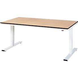 Rau Werktisch Adlatus, elektrisch höhenverstellbar, 22 mm MDF-Platte, bis 300 kg, B 2000 x T 1000 x H 720-1120 mm, braun/lichtgrau