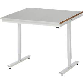 Rau Werktisch Adlatus, elektrisch höhenverstellbar, 25 mm MDF-Platte mit Stahlblechbelag, 300 kg, B 1000 x T 800 x H 720-1120 mm, silber/lichtgrau