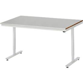 Rau Werktisch Adlatus, elektrisch höhenverstellbar, 25 mm MDF-Platte mit Stahlblechbelag, 300 kg, B 1500 x T 800 x H 720-1120 mm, silber/lichtgrau