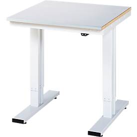 Rau Werktisch Adlatus, elektrisch höhenverstellbar, 25 mm MDF-Platte mit Stahlblechbelag, 300 kg, B 750 x T 800 x H 720-1120 mm, silber/lichtgrau