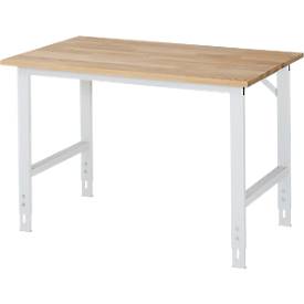 RAU workbench, beech top, W 1250 x D 800 x H 760-1080 mm