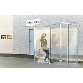 Raucher-Unterstand Mottez, Größe 2 m², B 1220 x T 2350 x H 2205 mm, PC und Stahl, transparent