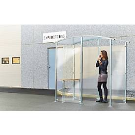 Raucher-Unterstand Mottez, Größe 2 m², B 1220 x T 2350 x H 2205 mm, PC und Stahl, transparent