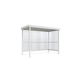 Raucherunterstand WSM Jena Maxi, Outdoor, für 4-5 Personen, B 2960 x T 1580 x H 2360 mm, pulverbeschichtet grauweiß RAL 