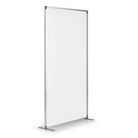 Raumteiler magnetoplan, Acryl doppelseitig/Metall, T-Fuß, mit/ohne Magnethaft-Leiste, B 1000 x T 350 x H 1800 mm, semi-transparent