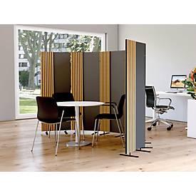 Raumteiler Oxford, mit Akustikschutz, verkettungsfähig, B 600 x T 30 x H 1650 mm, Filz/Holz/Stahl, anthrazit/helles Eiche-Dekor