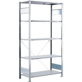 Rayonnage à emboîter MULTIplus150 Express - module de base - l. 1000 x P 300 x H 2000 mm - 5 étagères - capacité de charge par étagère 150 kg - acier - galvanisé