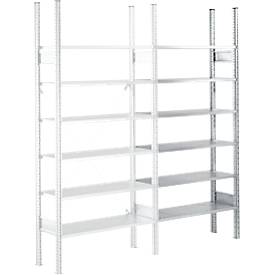 Rayonnage à étagères R3000 SSI Schäfer, Rayonnage d’extension, 5 tablettes avec revêtement en poudre, l. 1025 x H 2278 mm