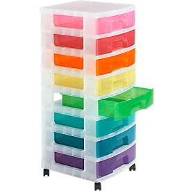 Really Useful Box Boxenturm, 8 x 9 Rainbow, mit Rollen
