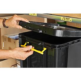Really Useful Boxes Aufbewahrungsbox, 35L, schwarz, Griffe gelb