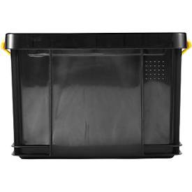 Really Useful Boxes Aufbewahrungsbox, 35L, schwarz, Griffe gelb