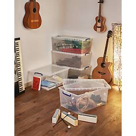 Really Useful Boxes Aufbewahrungsboxen, transparent, mit Deckel, 62L, 5 Stück