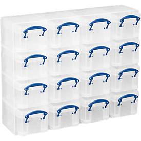 Really Useful Boxes Organizer Pack, 16 x 0,14 Liter Boxen, transparent, aus PP