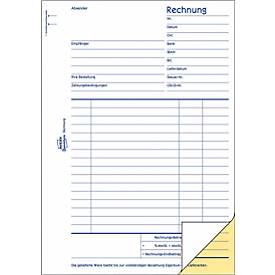 Rechnung Avery Zweckform 1730, Format A5, 1 Buch mit 2 x 40 Blatt, FSC®-Papier, weiß/gelb