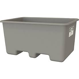 Rechteckbehälter Cemo, glasfaserverstärkter Kunststoff (GFK), grau, L 1190 x B 790 x H 600 mm, 400 l, mit Staplertaschen