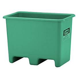 Rechteckbehälter Cemo, glasfaserverstärkter Kunststoff (GFK), grün, L 870 x B 570 x H 640 mm, 200 l hoch, mit Staplertaschen