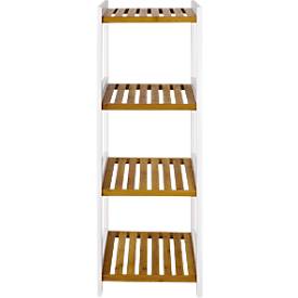 Regal HAKU, 4 Fachböden mit jeweils bis zu 20 kg Tragkraft, B 350 x T 330 x H 1120 mm, Holz, weiß/Bambus-naturfarben