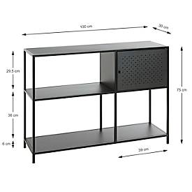 Regal HAKU, 4 Fächer mit jeweils bis zu 10 kg Tragkraft, B 1000 x T 300 x H 750 mm, Stahl/Metall, schwarz